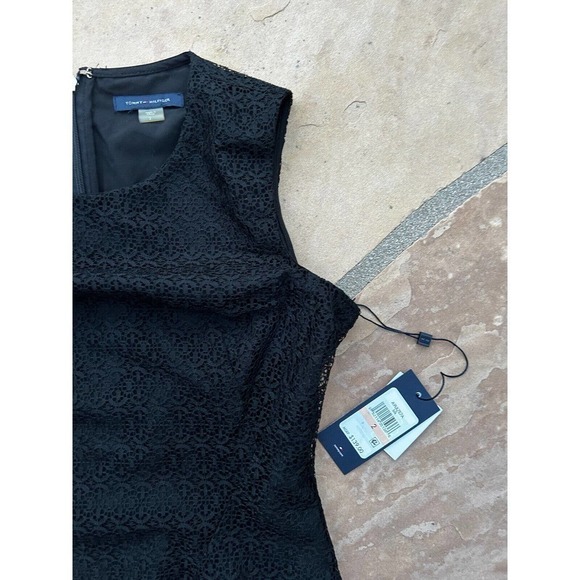 New Tommy Hilfiger Black Sleeveless A line Floral Dress Size 2 Black Lace - Picture 2 of 3